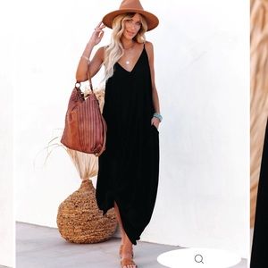 Vici Pocketed Maxi Dress in Black